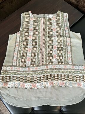 Rose & Olive Sleeveless Printed Tank Top - Sage, Pink & Olive